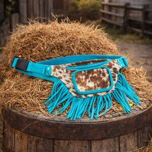 Cowhide Fringe Fanny Pack Belt Bag | Western Crossbody Hip Bag | Leather Fringe